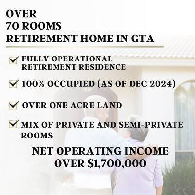 Over 70 Rooms Retirement Home in GTA