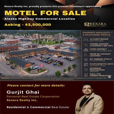 40 Rooms Motel for sale! in Northern British Columbia.