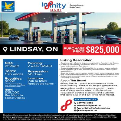 Infinity Mart with Ultramar Gas Station For Sale in Lindsay